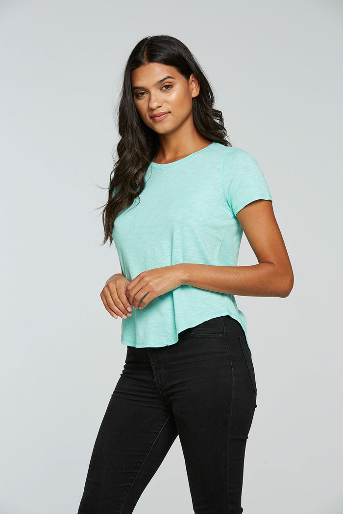 Gauze Jersey Short Sleeve Hi Lo Shirttail Tee WOMENS - chaserbrand