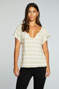 Gauze Jersey Short Sleeve Shirred Raglan Lake Top WOMENS chaserbrand