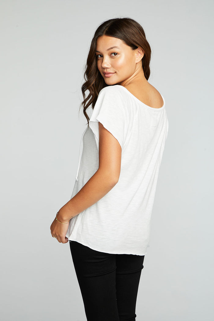 Gauze Jersey Short Sleeve Shirred Raglan Lake Top WOMENS chaserbrand