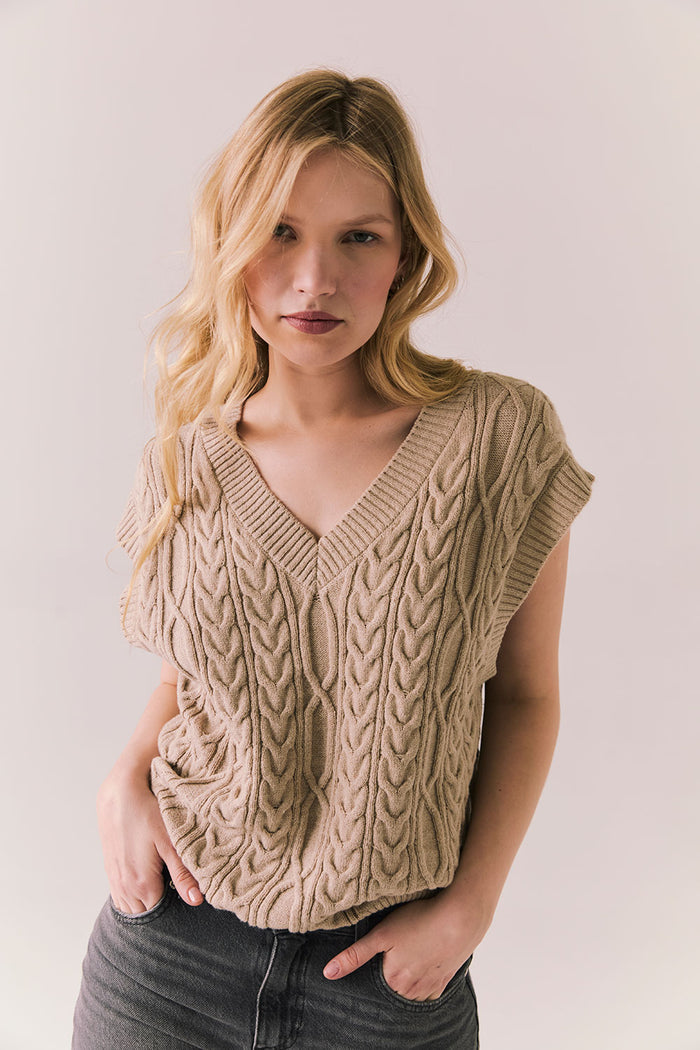 Gaya Heather Oatmeal Sweater Vest Womens chaserbrand