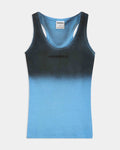 Black and blue ombre fitted racer vest with small Hoodrich logo on chest.