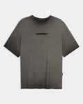 Oversized black oil wash t-shirt featuring a center chest Hoodrich logo.