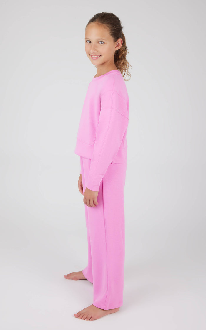 Girls Everyday Scuba Side Slit Pullover and Pant - Set: MOONLITE MAUVE