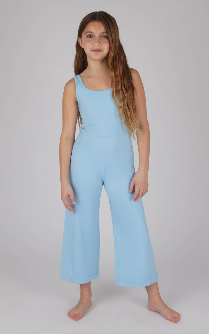 Girls Interlock Everyday Wide Flare Leg Crop Romper: DUTCH CANAL