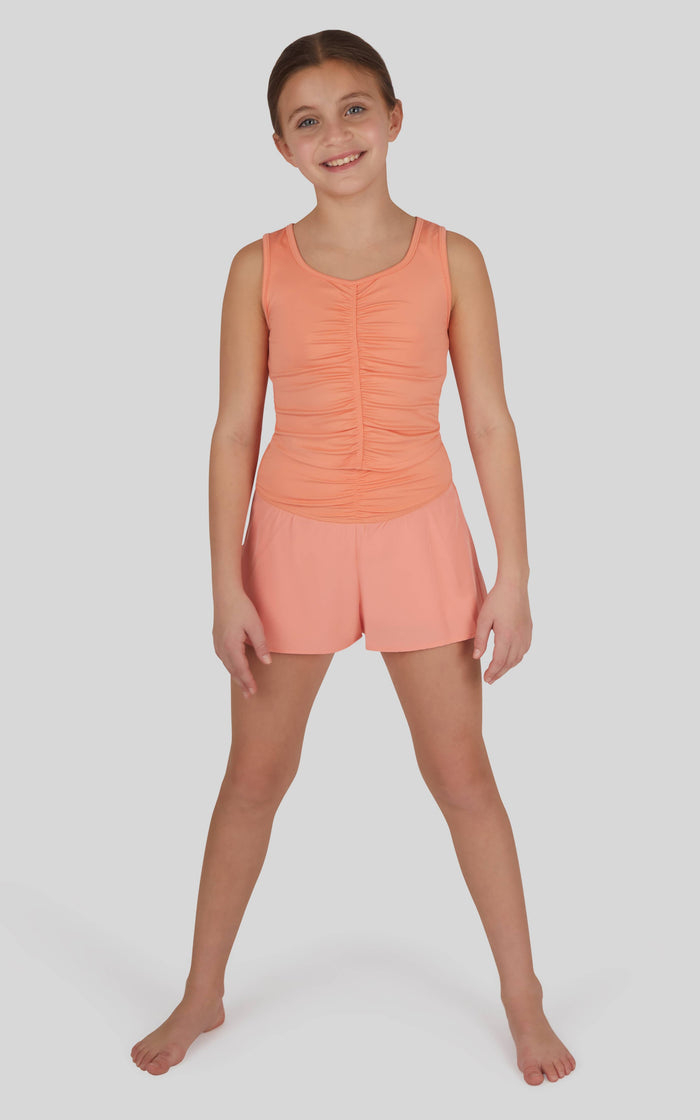 Girls Lux Princess Ruched Tank and Short Set: DESERT FLOWER - DSTFL