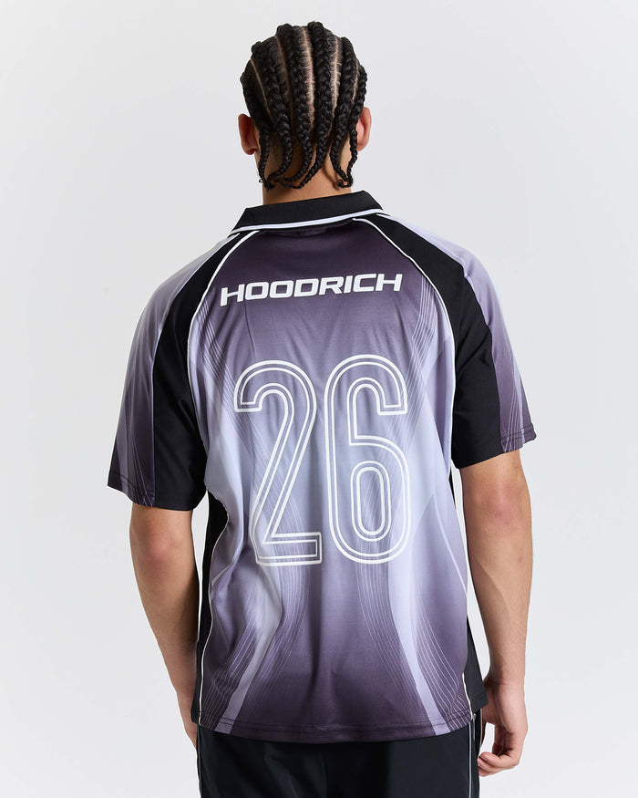 Person wearing a sports jersey with 'Hoodrich' branding and number 26 on the back.