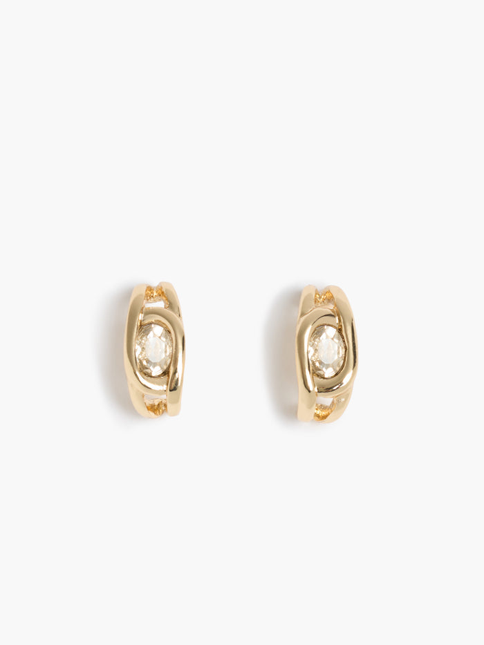 Gold Diamante Half Hoop Earrings