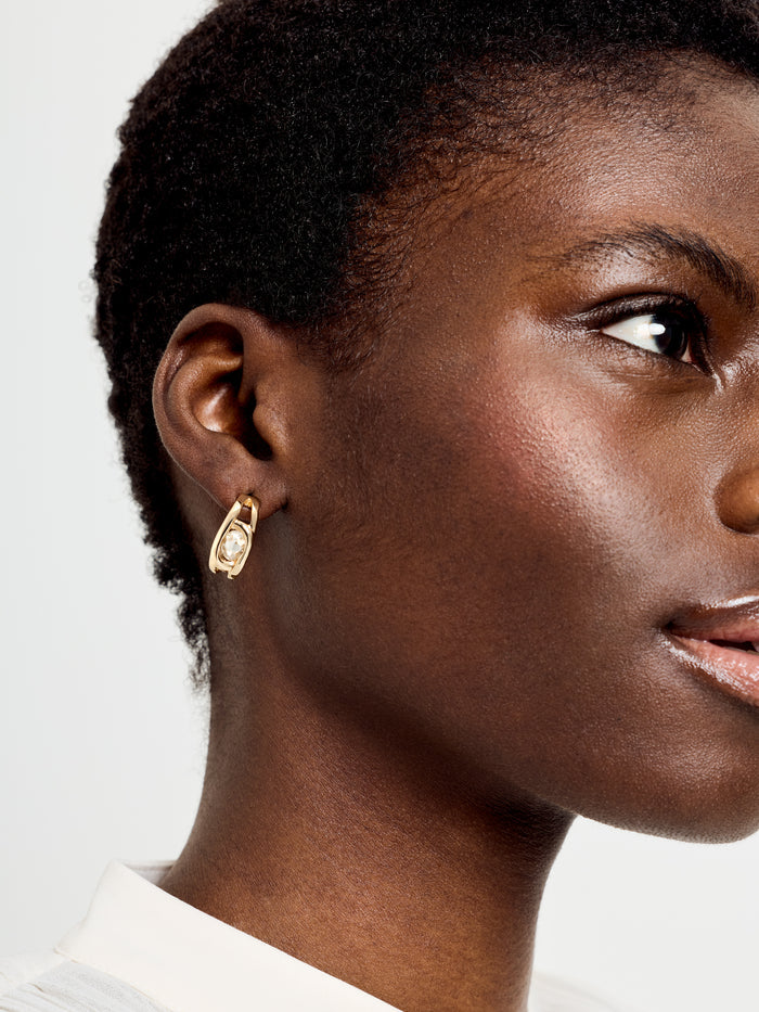 Gold Diamante Half Hoop Earrings