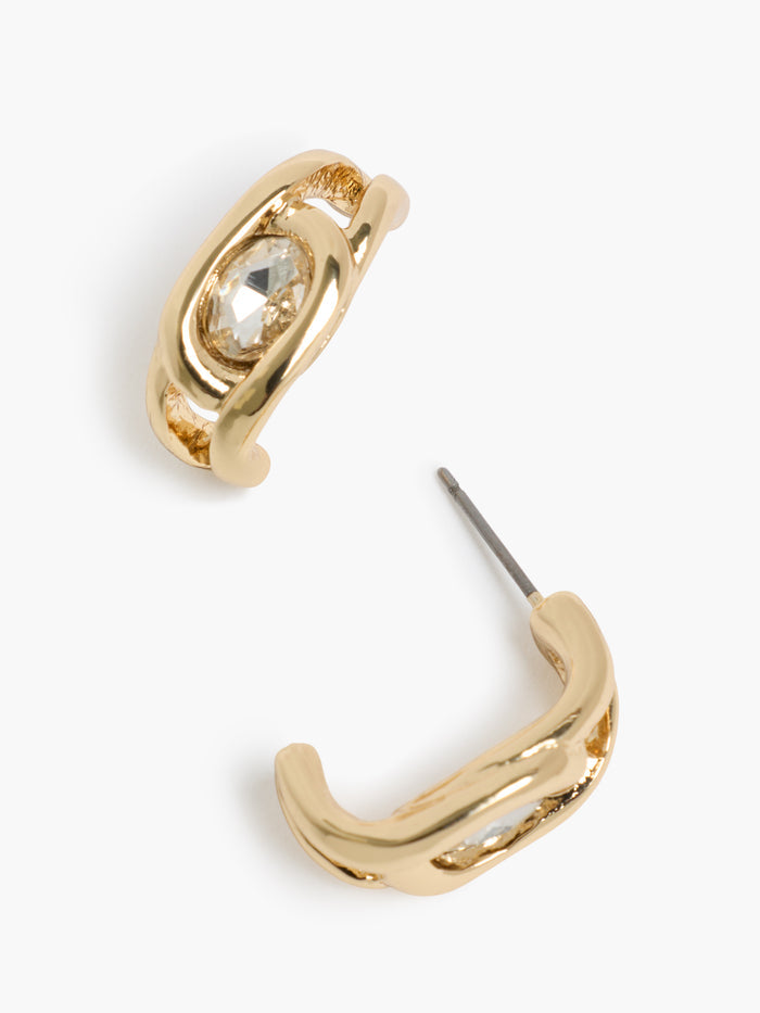 Gold Diamante Half Hoop Earrings