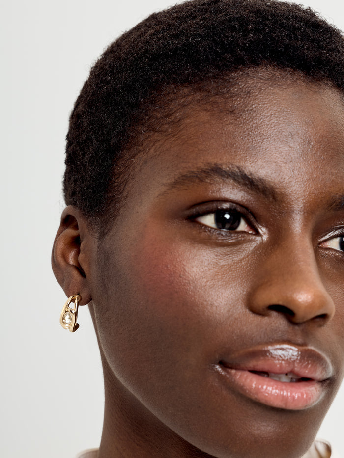 Gold Diamante Half Hoop Earrings