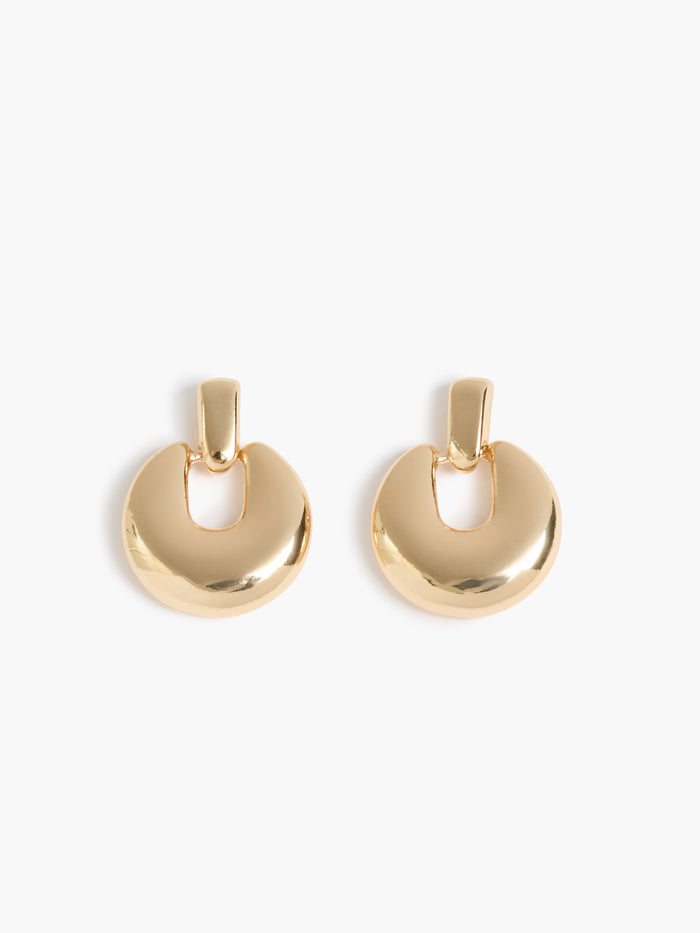 Gold Doorknob Drop Earrings