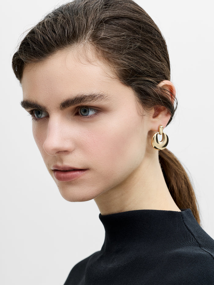 Gold Doorknob Drop Earrings