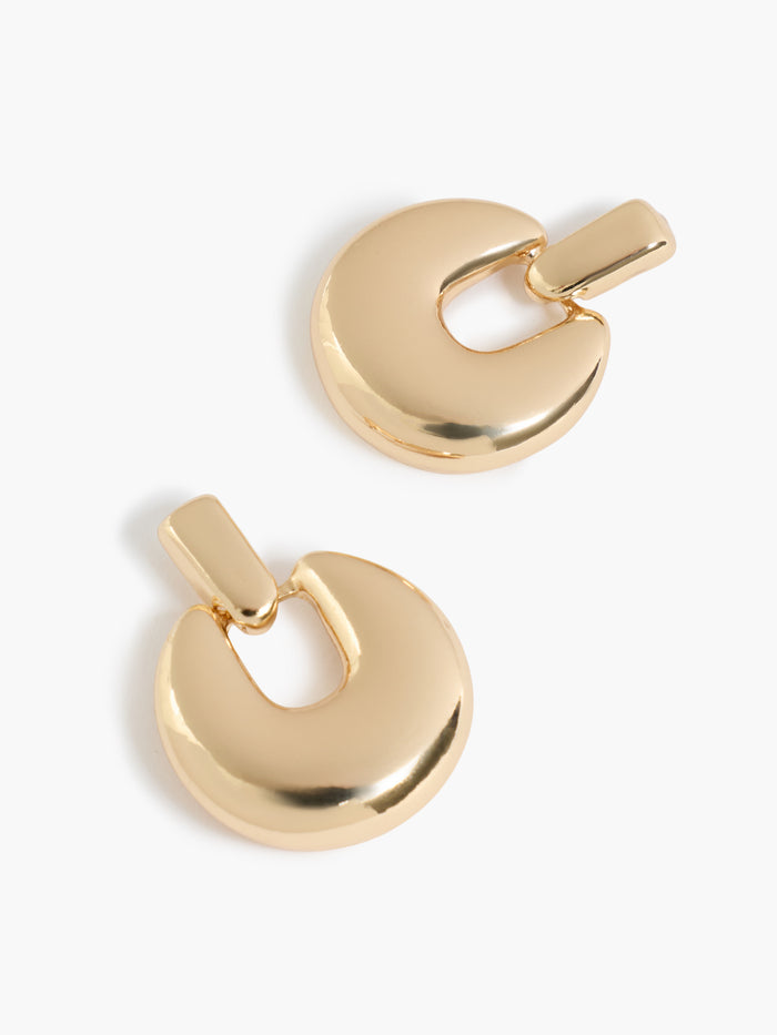 Gold Doorknob Drop Earrings