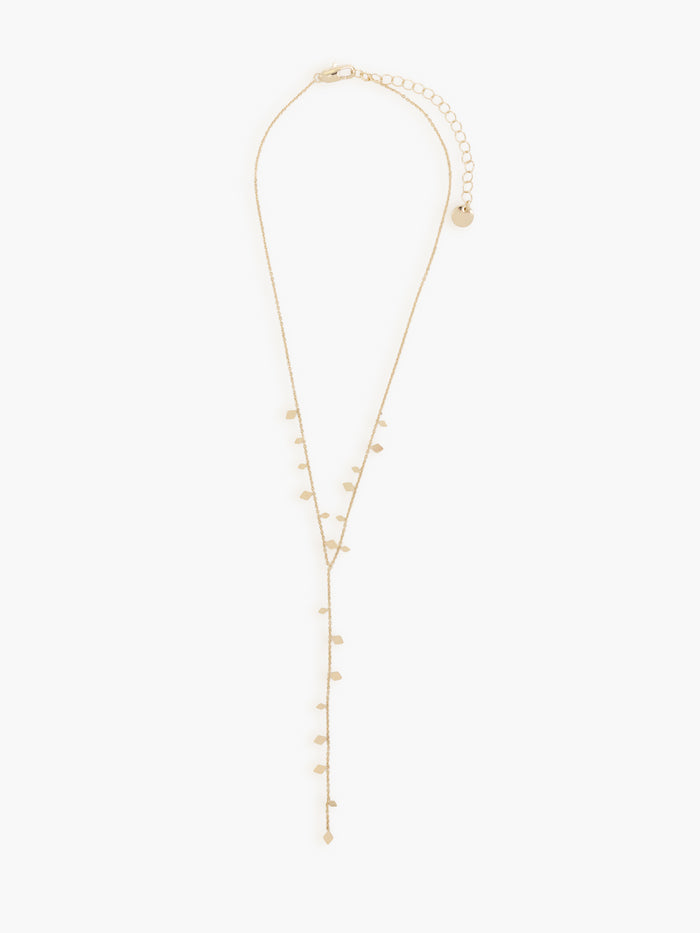 Gold Geo Charm Long Lariat Necklace