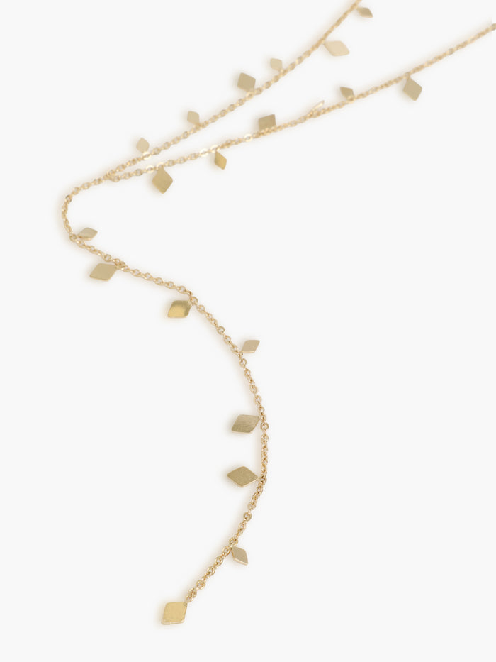 Gold Geo Charm Long Lariat Necklace