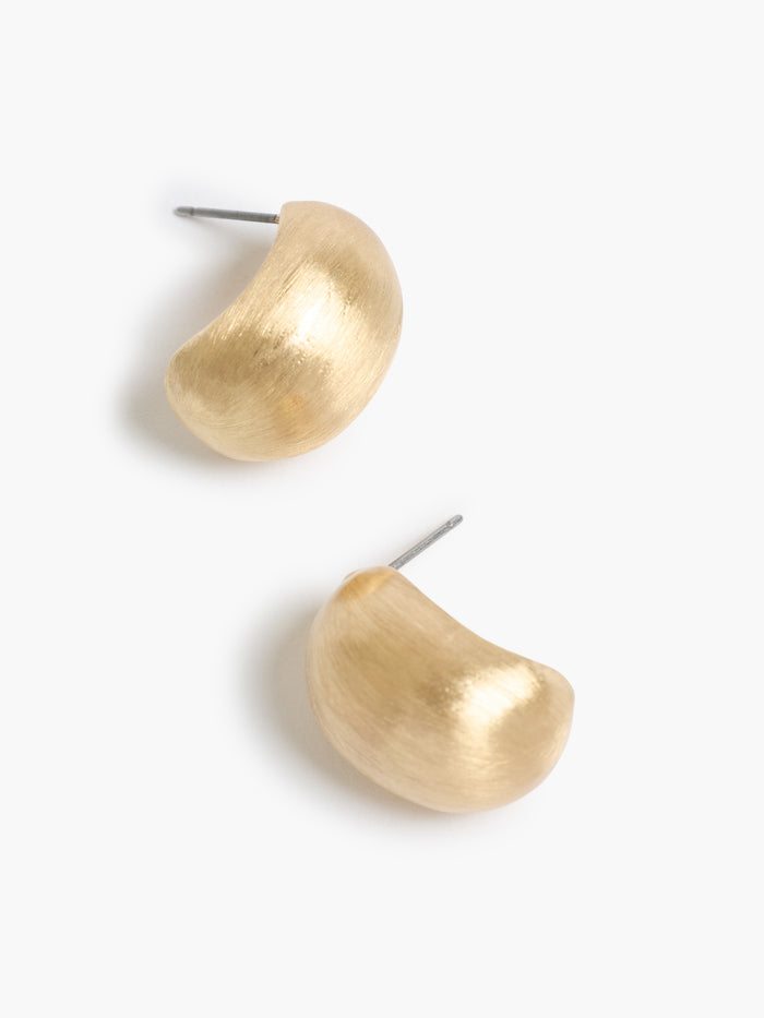 Gold Half Moon Brushed Hoop Earrings