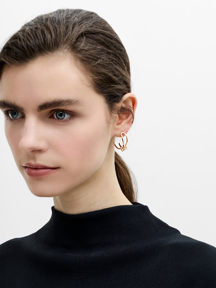 Gold Knot Half Hoop Earrings