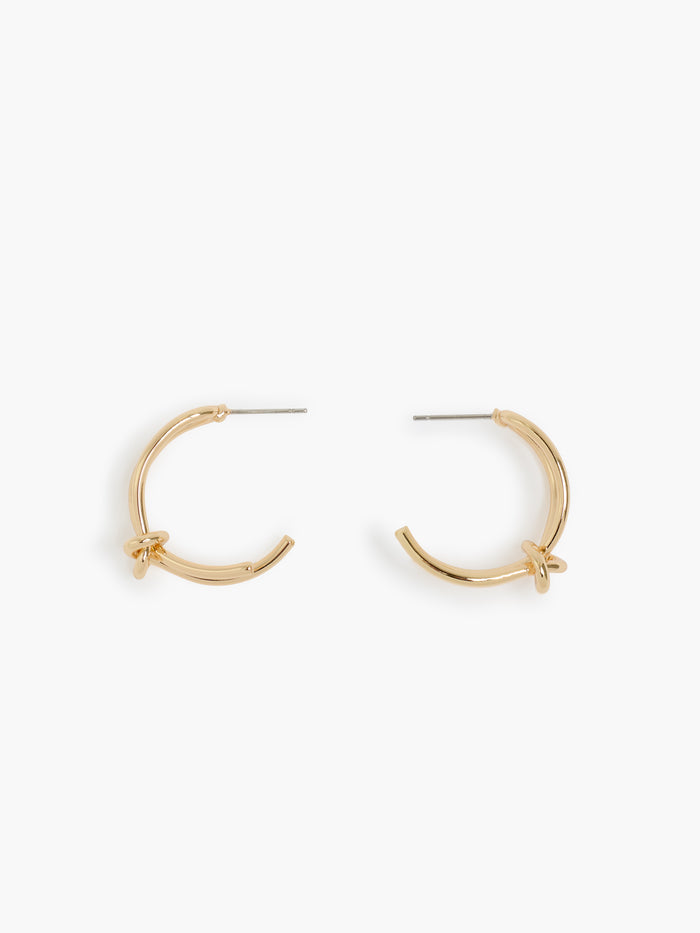 Gold Knot Half Hoop Earrings