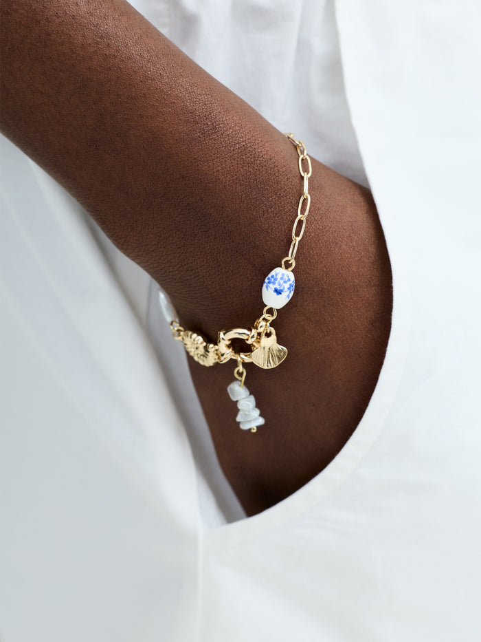 Gold Mixed Bead Charm Bracelet