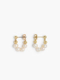 Gold Mixed Bead Pearl Hoop Earrings