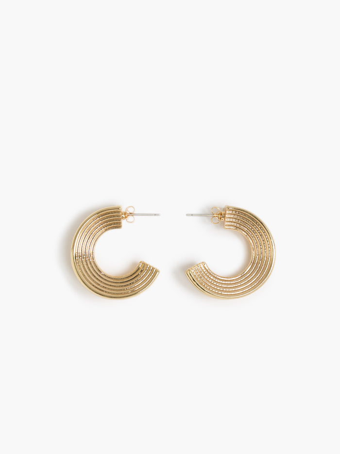 Gold Ridged Half Hoop Earrings