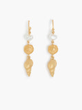 Gold Sea Charm Drop Hoop Earrings