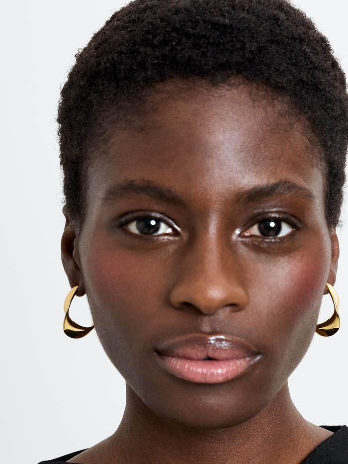 Gold Twist Curve Hoop Earrings