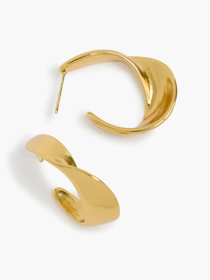 Gold Twist Curve Hoop Earrings