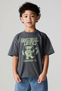 Front view of a boy wearing the Chaser Grateful Dead Tour Tee on a neutral background