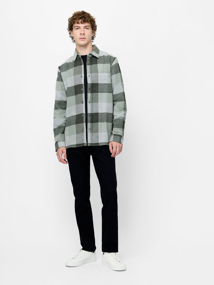 Green Large Check Flannel Overshirt