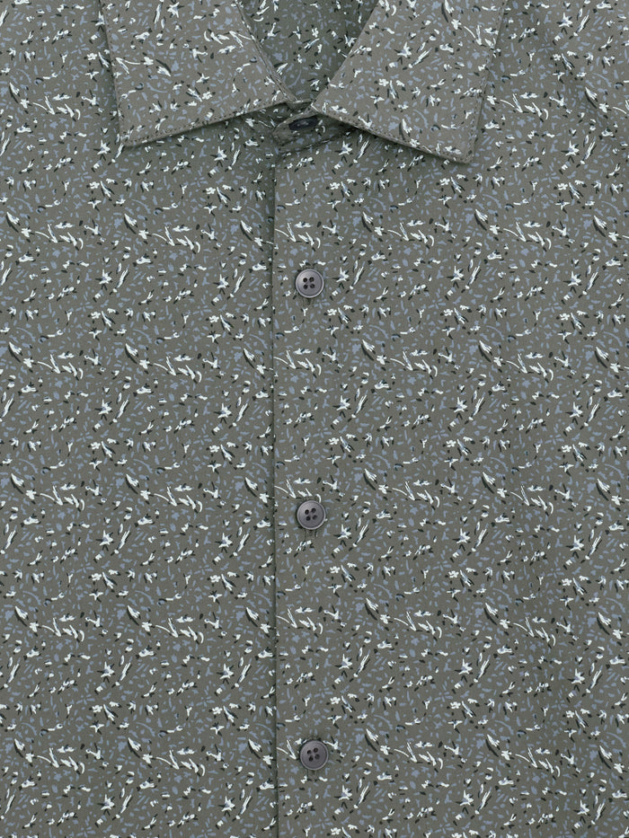 Green Leaf Print Regular Fit Shirt