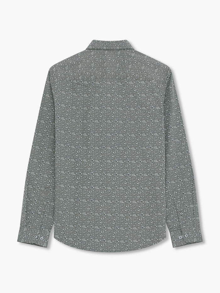 Green Leaf Print Regular Fit Shirt