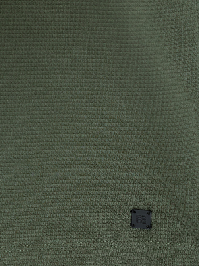Green Ottoman Half Zip Long Sleeve Polo Shirt