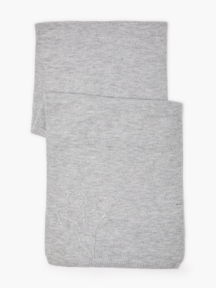 Grey Floral Knit Scarf