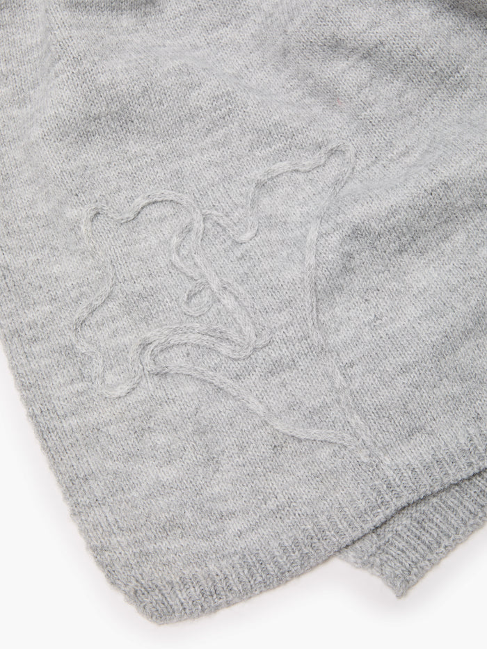 Grey Floral Knit Scarf