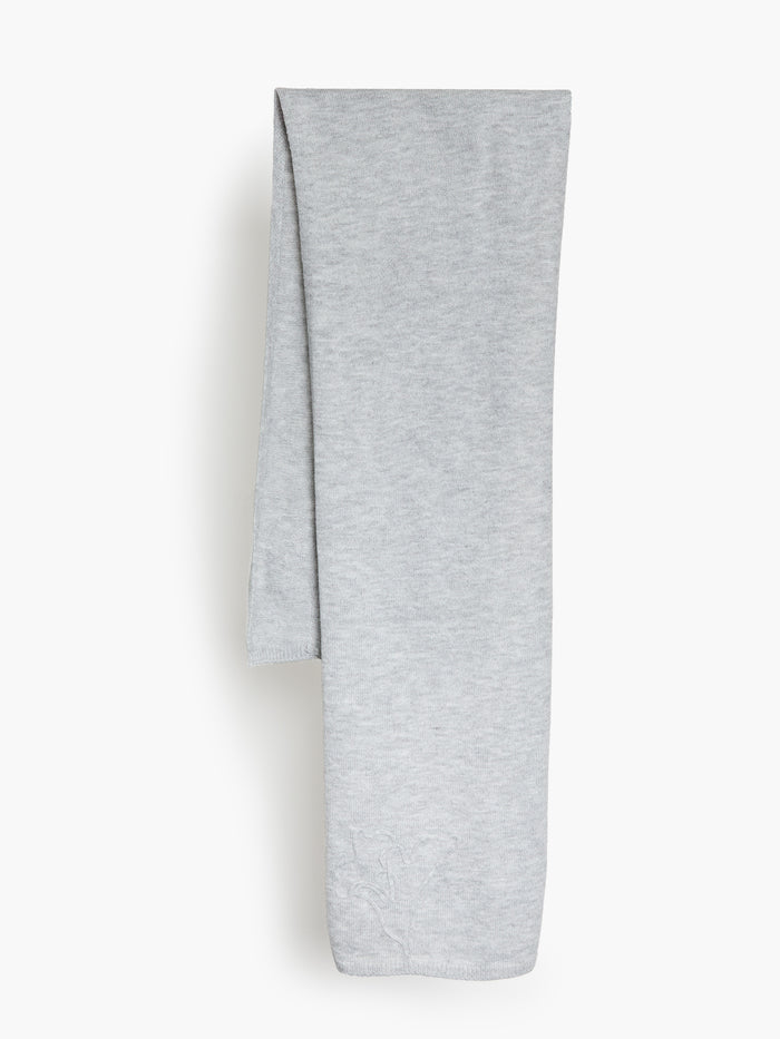 Grey Floral Knit Scarf