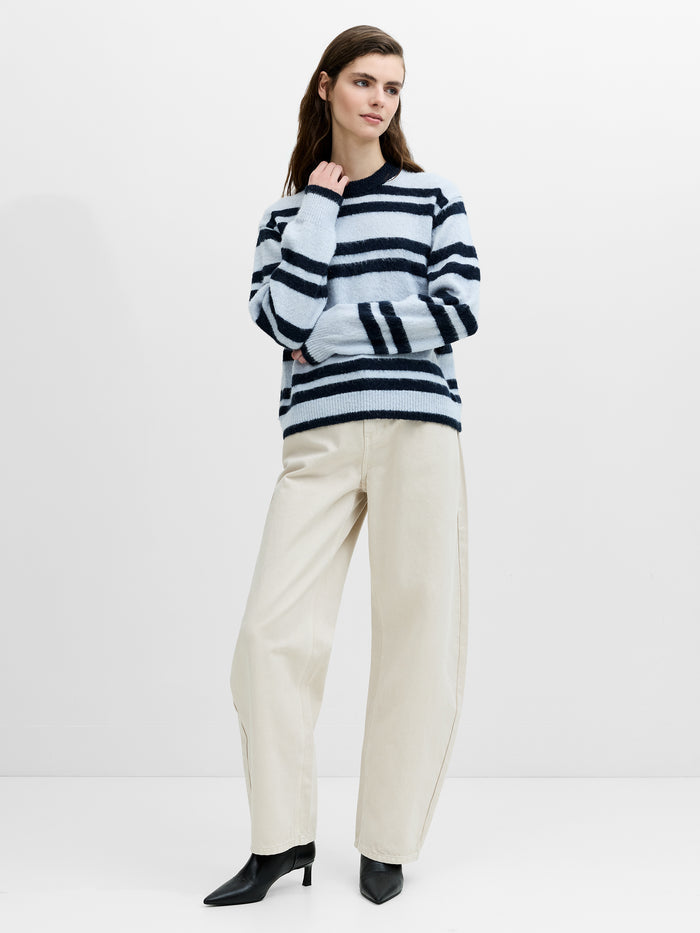 Hadlee Blue Brushed Striped Jumper
