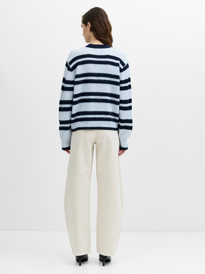 Hadlee Blue Brushed Striped Jumper