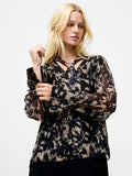 Hallie Black Snake Crinkle Tie Neck Blouse