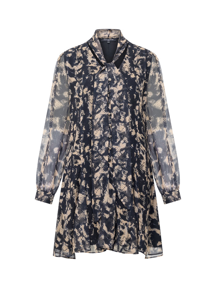 Hallie Black Snake Print Chiffon Mini Dress