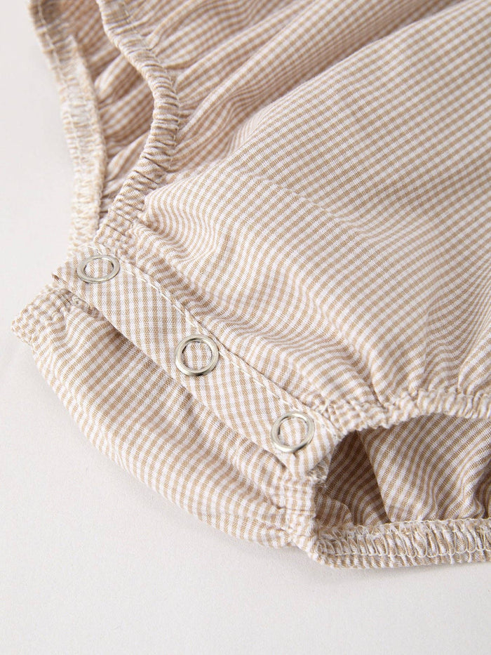 Halloween & Thanksgiving Pumpkin Embroidery Smock Plaid Baby Girl Romper