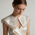Handmade Pearl Fringe Bridal Collar Cape with Beaded Embroidery