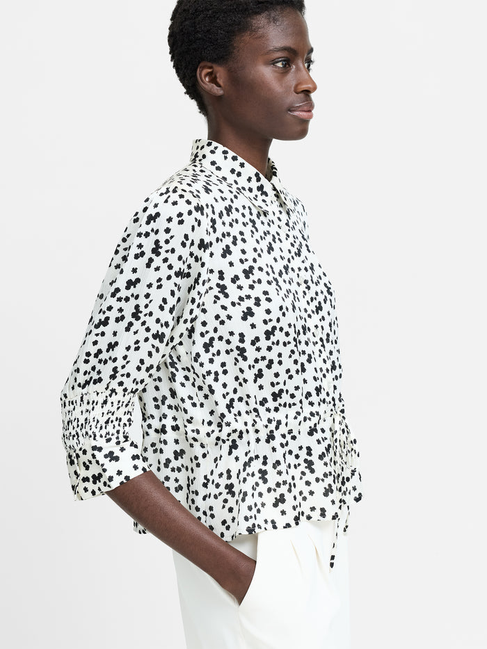 Harriet Monochrome Floral Tie Waist Top
