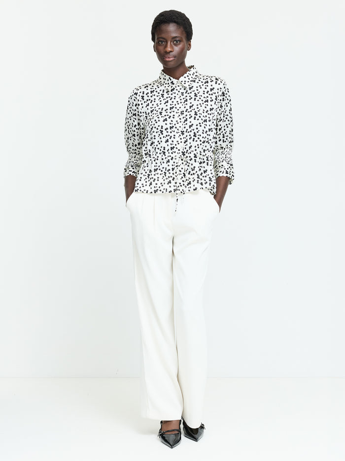 Harriet Monochrome Floral Tie Waist Top