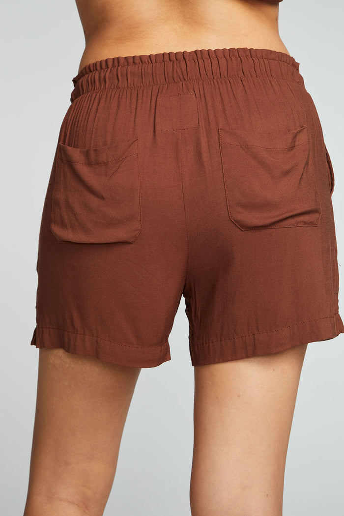 Heirloom Wovens Paperbag Waist Easy Pull On Walking Shorts with Slits WOMENS chaserbrand