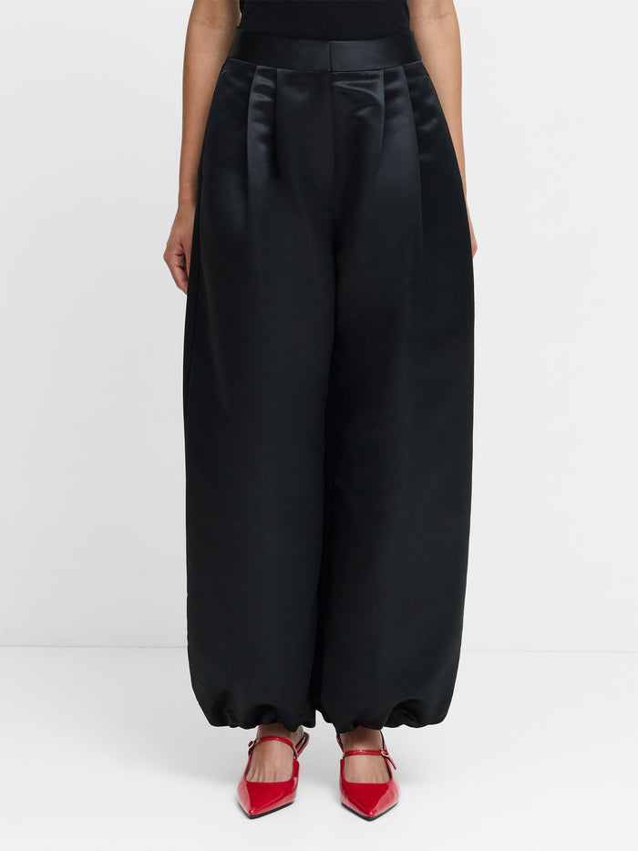 Hene Black Satin Harem Trousers