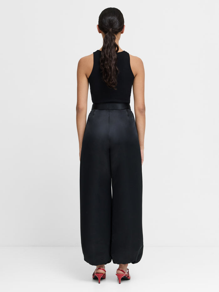 Hene Black Satin Harem Trousers