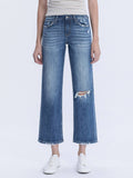 HIGH RISE DISTRESSED SLIM WIDE JEANS LV1284: SAILOR SNAP