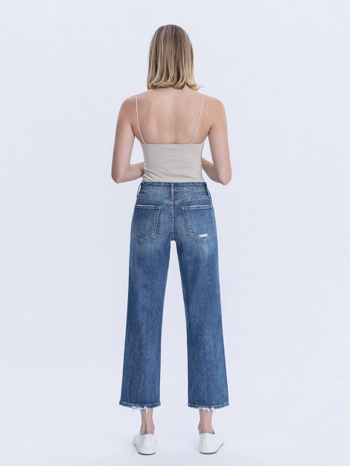 HIGH RISE DISTRESSED SLIM WIDE JEANS LV1284: SAILOR SNAP