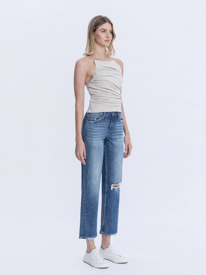 HIGH RISE DISTRESSED SLIM WIDE JEANS LV1284: SAILOR SNAP